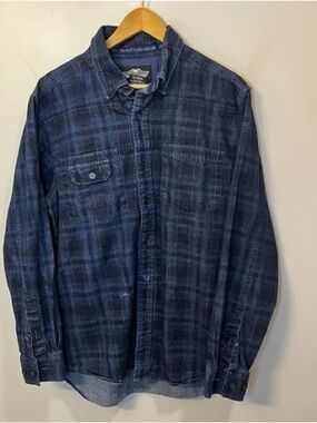 Harley-Davidson Blue Plaid Casual Button Down Shirt